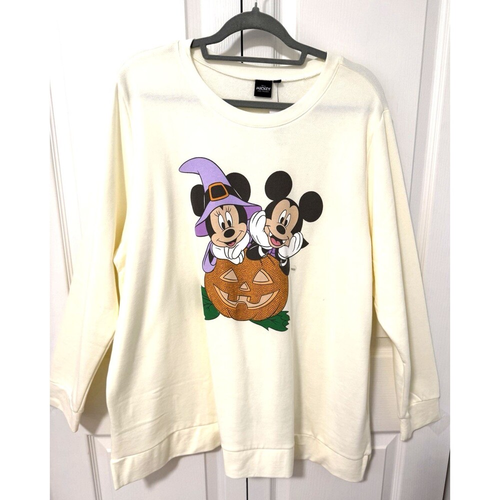 LANE BRYANT Sz 18-20 DISNEY MICKEY MINNIE MOUSE RHINESTONE HALLOWEEN SWEATSHIRT